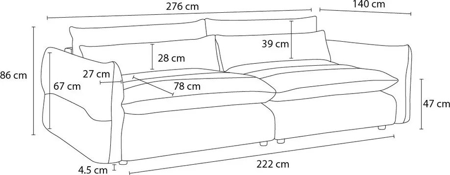 Canapea gri deschis cu tapițerie din chenille 276 cm Neil – Bobochic Paris