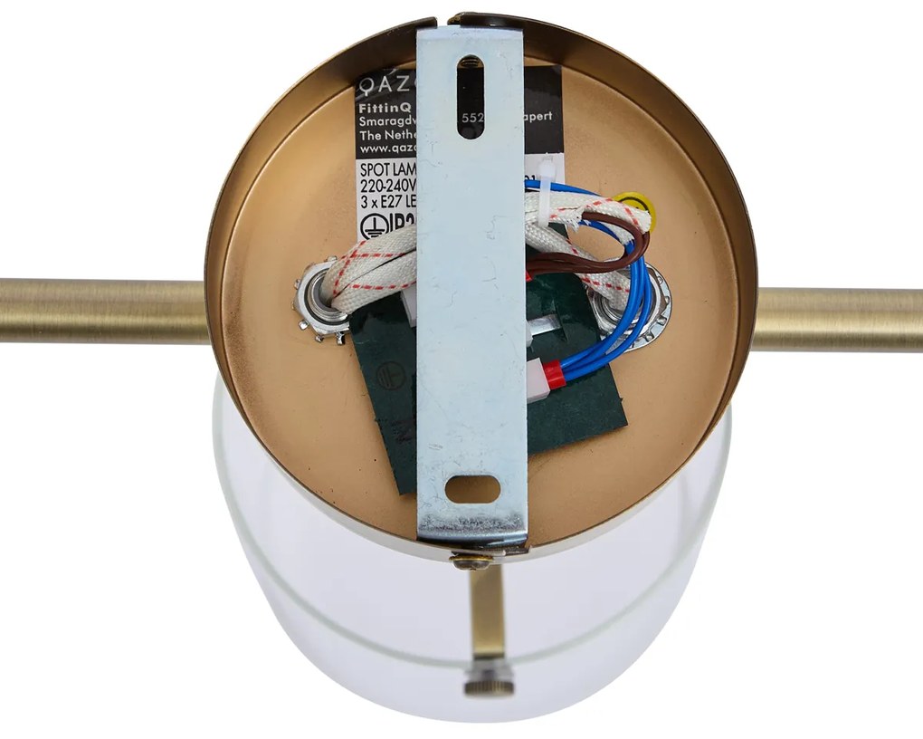 Spot de tavan de design bronz cu sticlă transparentă cu 3 lumini - Domo