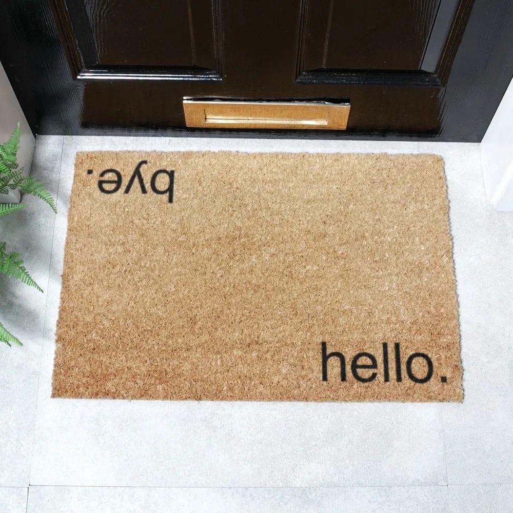 Covoraș de intrare din fibre de nucă de cocos 40x60 cm Hello, Bye – Artsy Doormats