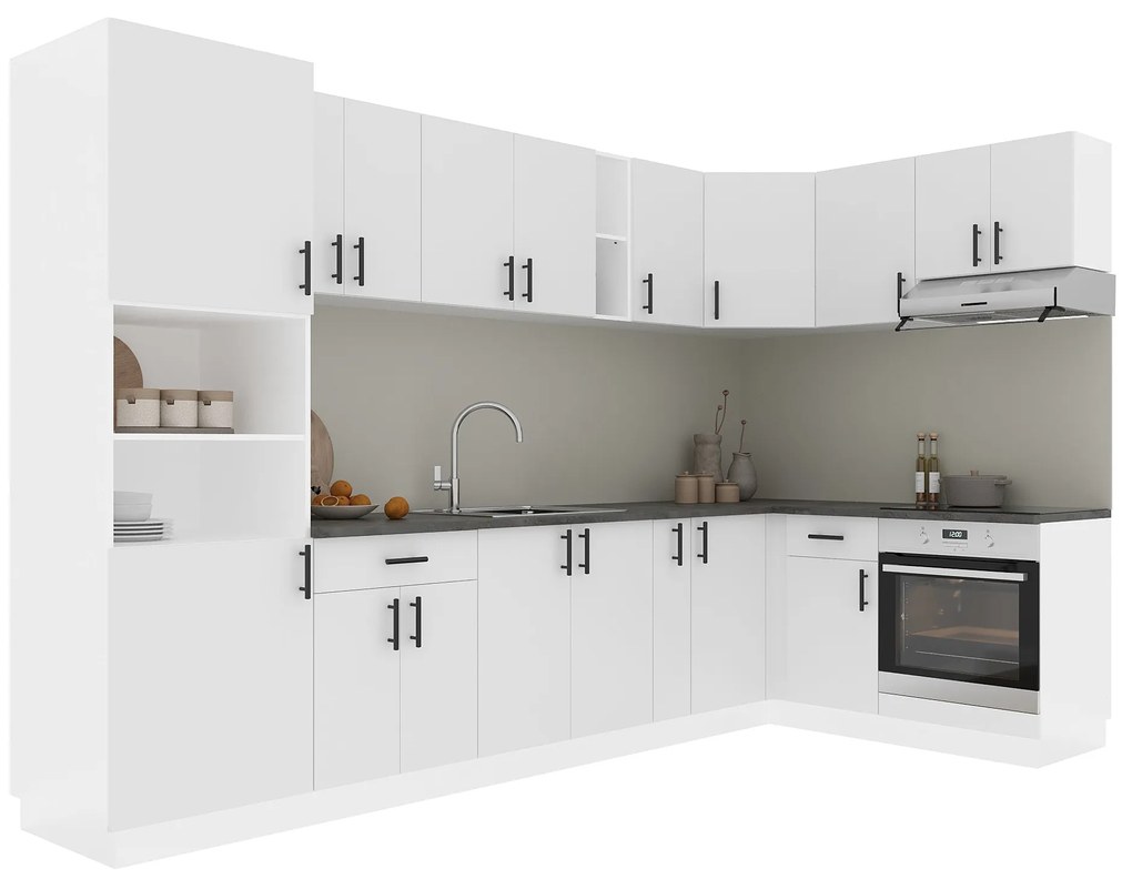 Set Bucatarie Colt Karo V35, Alb, Blat Thermo 28 mm, L 320 x 160 cm