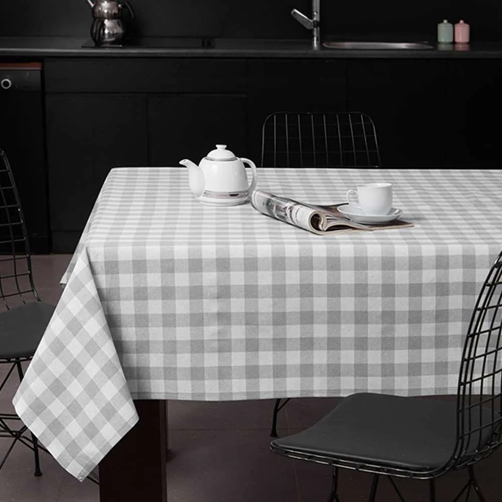 Fata de masa 160x160 cm, 100% bumbac, gri/alb