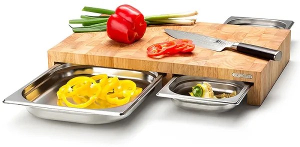 SET 1x tocător de bucătărie 50x32,5 cm ficus de cauciuc + 3x bol Continenta C4028