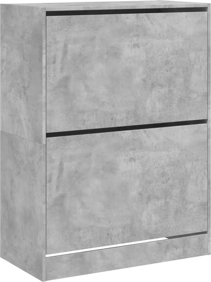 vidaXL Dulap de pantofi 2 sertare rabatabile, gri beton, 80x42x108 cm