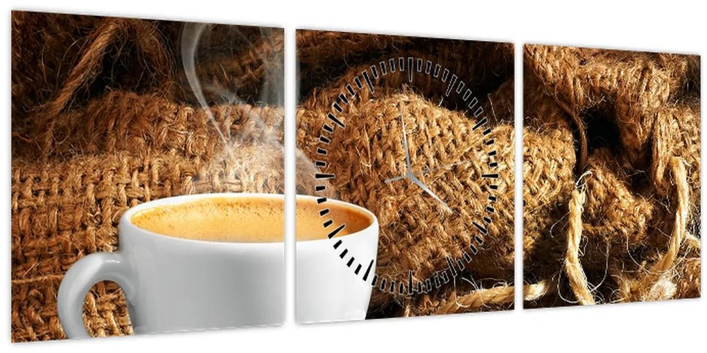 Tablou - O ceașcă de cafea (cu ceas) (90x30 cm)