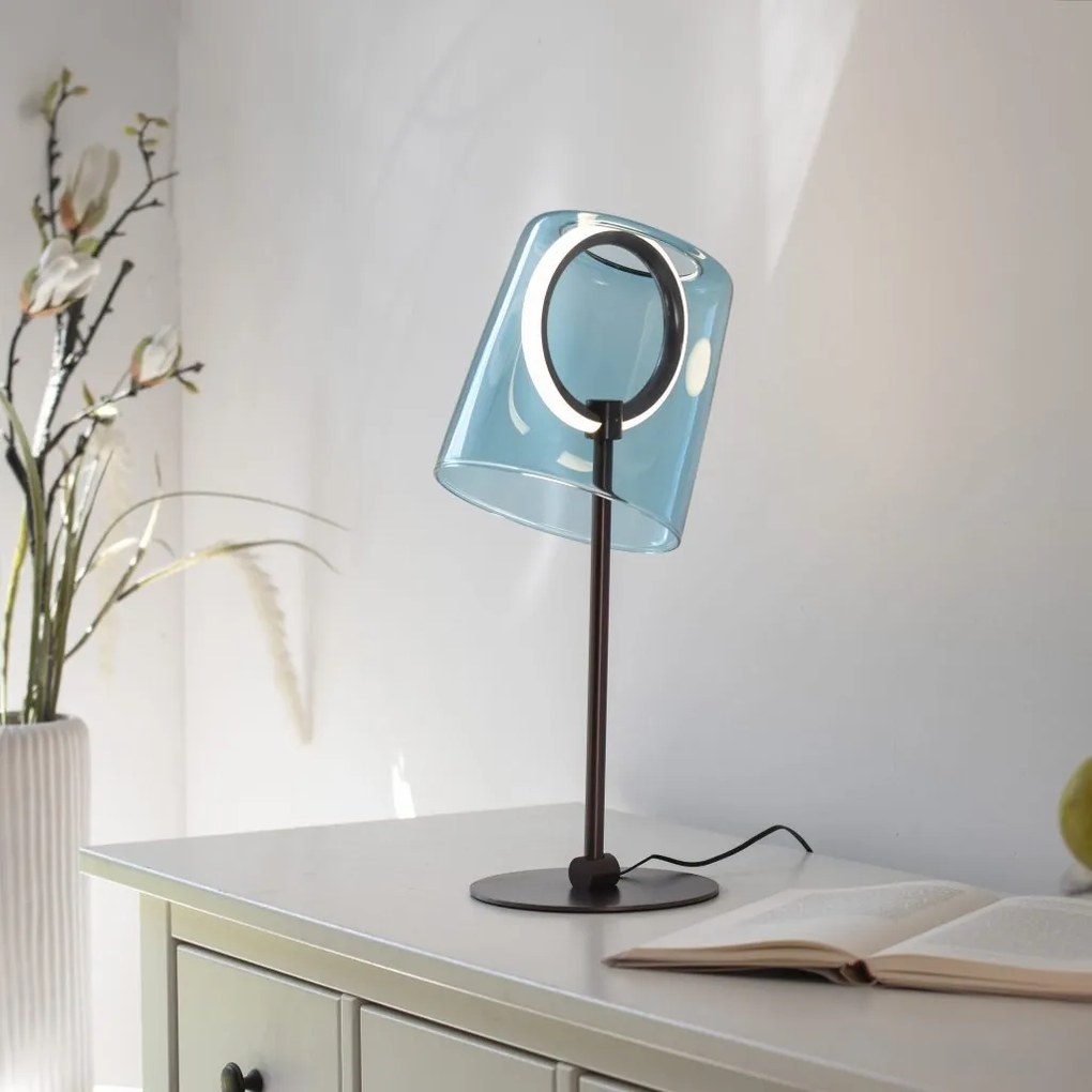 Veioza moderna LED 2700K, sticla, albastru, Zula