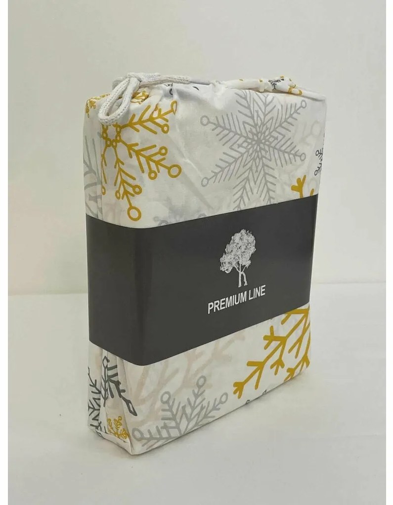 Lenjerie de pat din bumbac de Crăciun Flori aurii, 140 x 200 cm, 70 x 90 cm