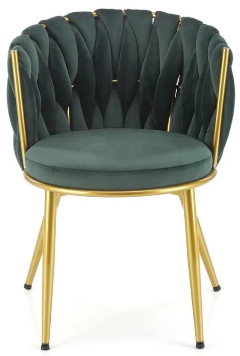 Set 4 scaune K517 velvet verde/auriu