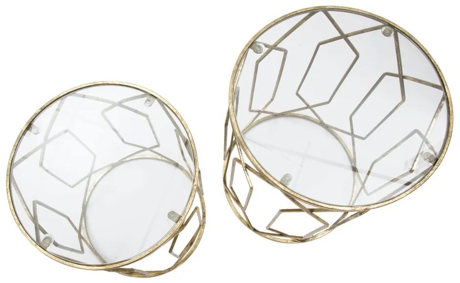 Măsuțe auxiliare rotunde cu blat din sticlă 2 buc. ø 42 cm Tunisi – Mauro Ferretti