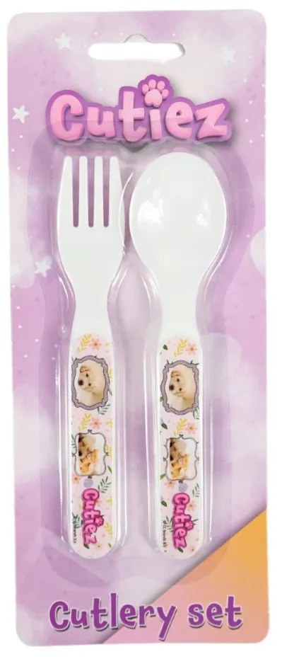 Animale Cutiez set de tacâmuri din plastic - 2 piese