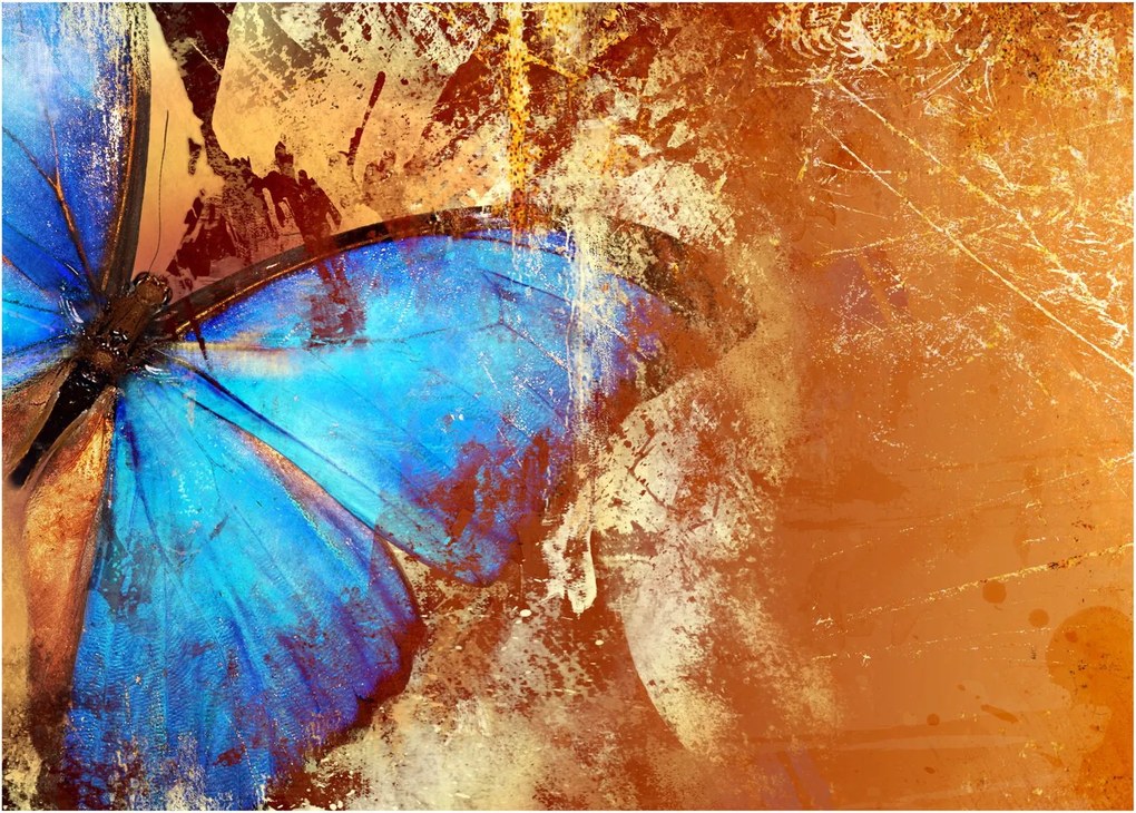 Tablou pe sticlă - Fluture albastru (70x50 cm)