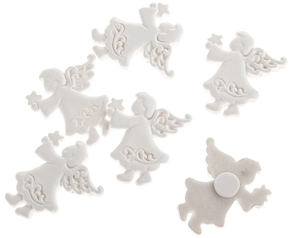 Set de decorațiuni de Crăciun Înger, 6 bucăți, poliresină