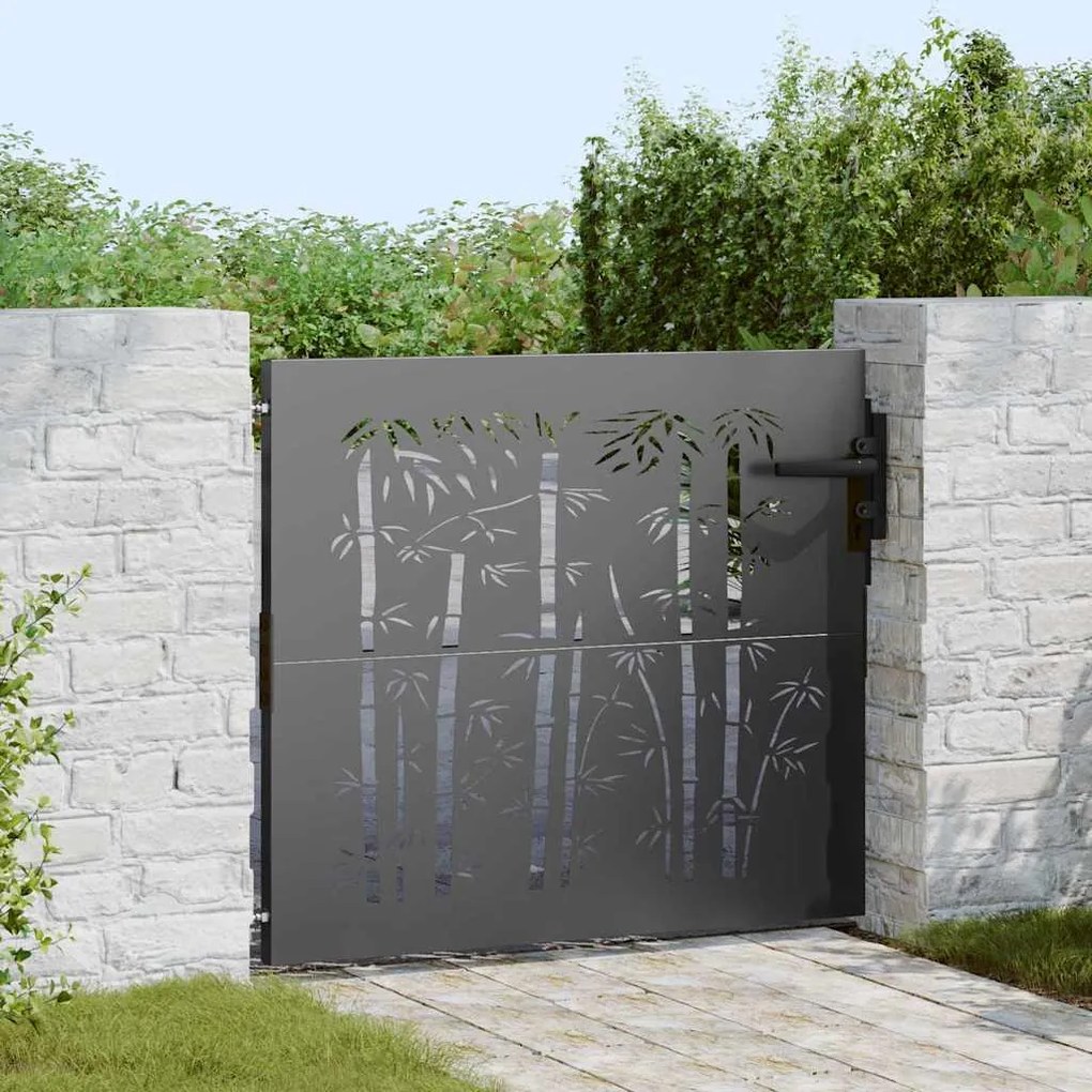 vidaXL Poartă de grădină Negru 105 x 100 cm Oțel vopsit în pulbere