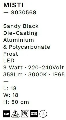 Stalp LED iluminat exterior modern IP65 MISTI H-50cm