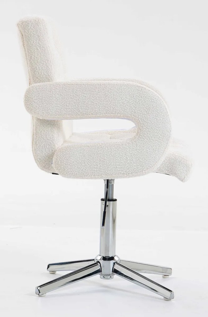 HR8404KW Scaun Crem Boucle cu Bază Aurie