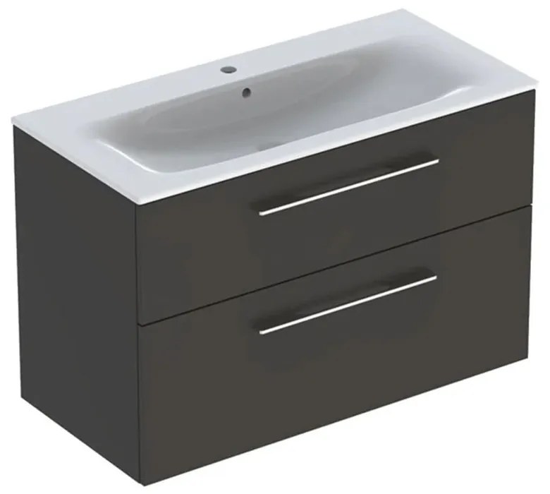 Dulap pentru lavoar 64x99x48 cm, cu lavoar, 2 sertare, lava mat Gri inchis mat