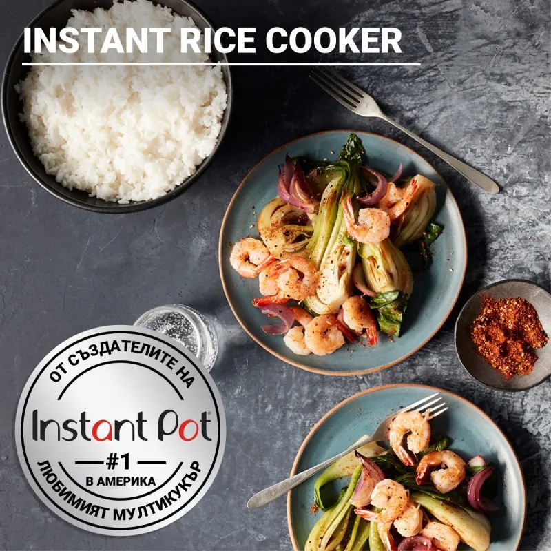 Aparat preparare orez Instant Pot 12 140-5021-01-EU, 600W, 2.8 L, 6 programe, CarbReduce, Fara BPA/PFOA/PTFE, Alb