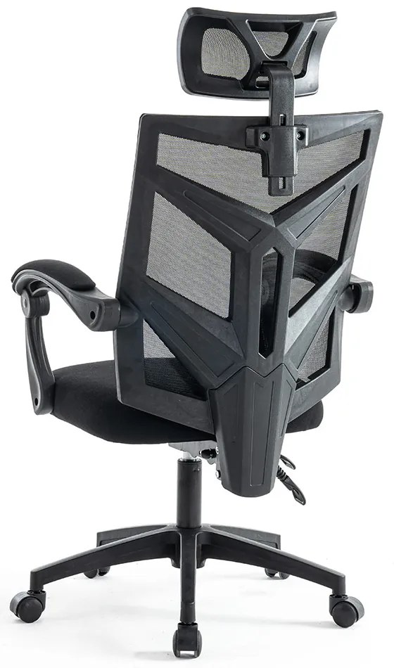 Scaun tip gaming din mesh negru, cu spatar rabatabil ergonomic OFF 434
