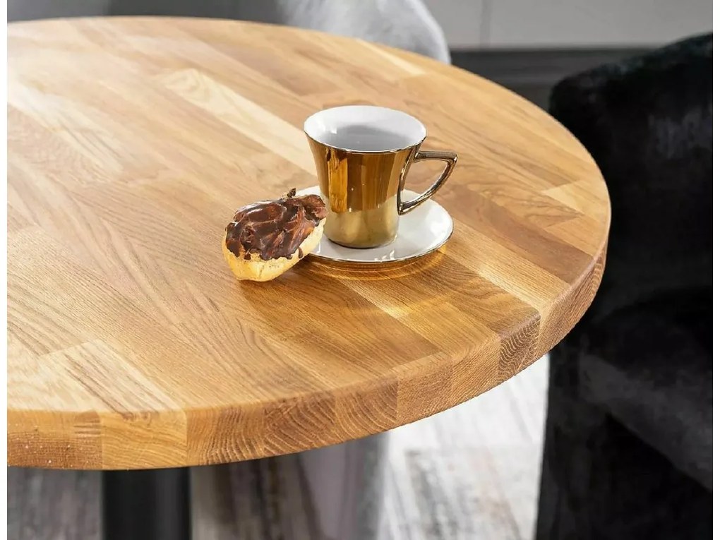 Masă de dining neagră cu blat din stejar PURO II fi 80