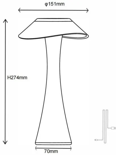 Lampă LED reîncărcabilă dimabilă de masă Globo 21025C AMBRA LED/2,5W/3,7V 2700K/4500K/6500K alb