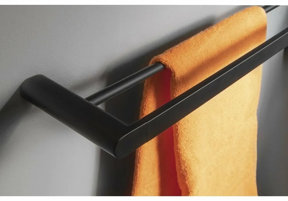 SAPHO RF011/15 Flori suport dublu pentru prosoape60 x 12,7 cm, negru mat