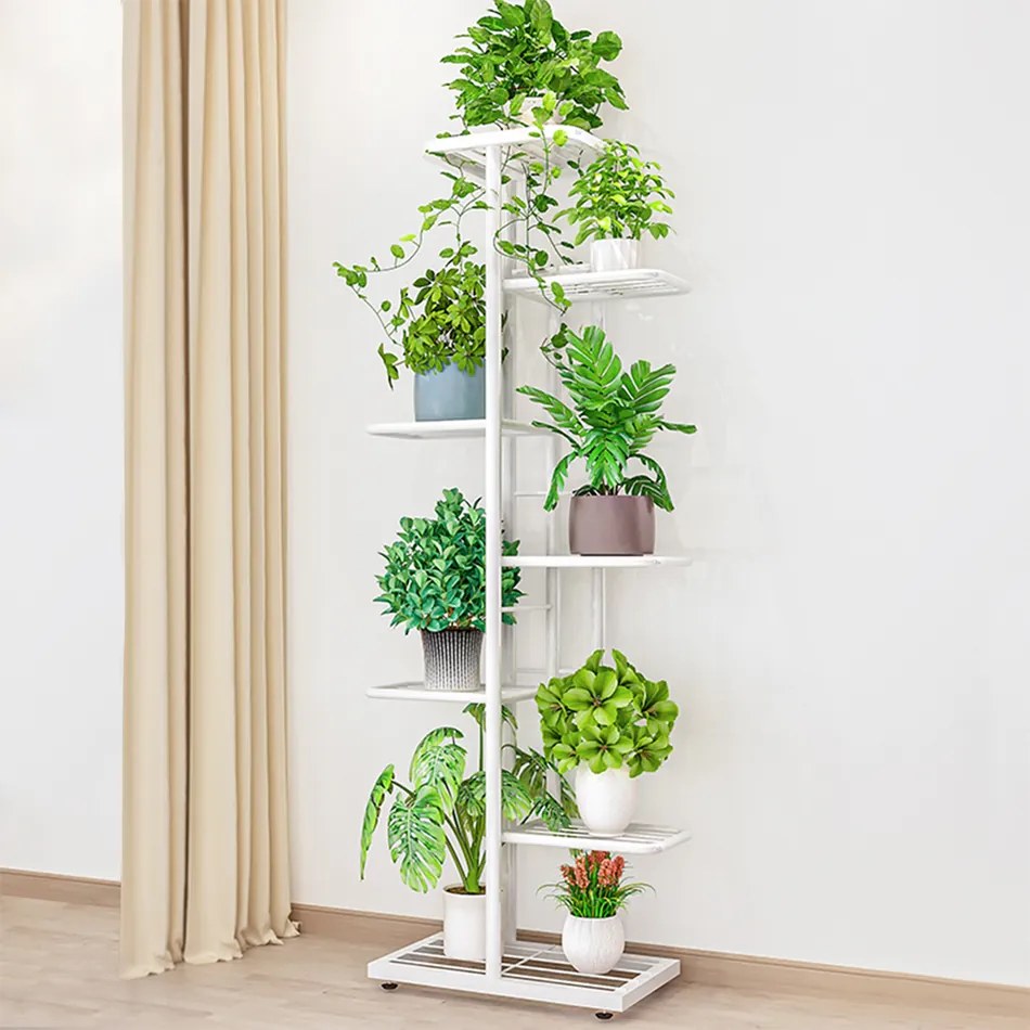 Suport pentru flori Bamir 2, alb, 43 x 22 x 126 cm