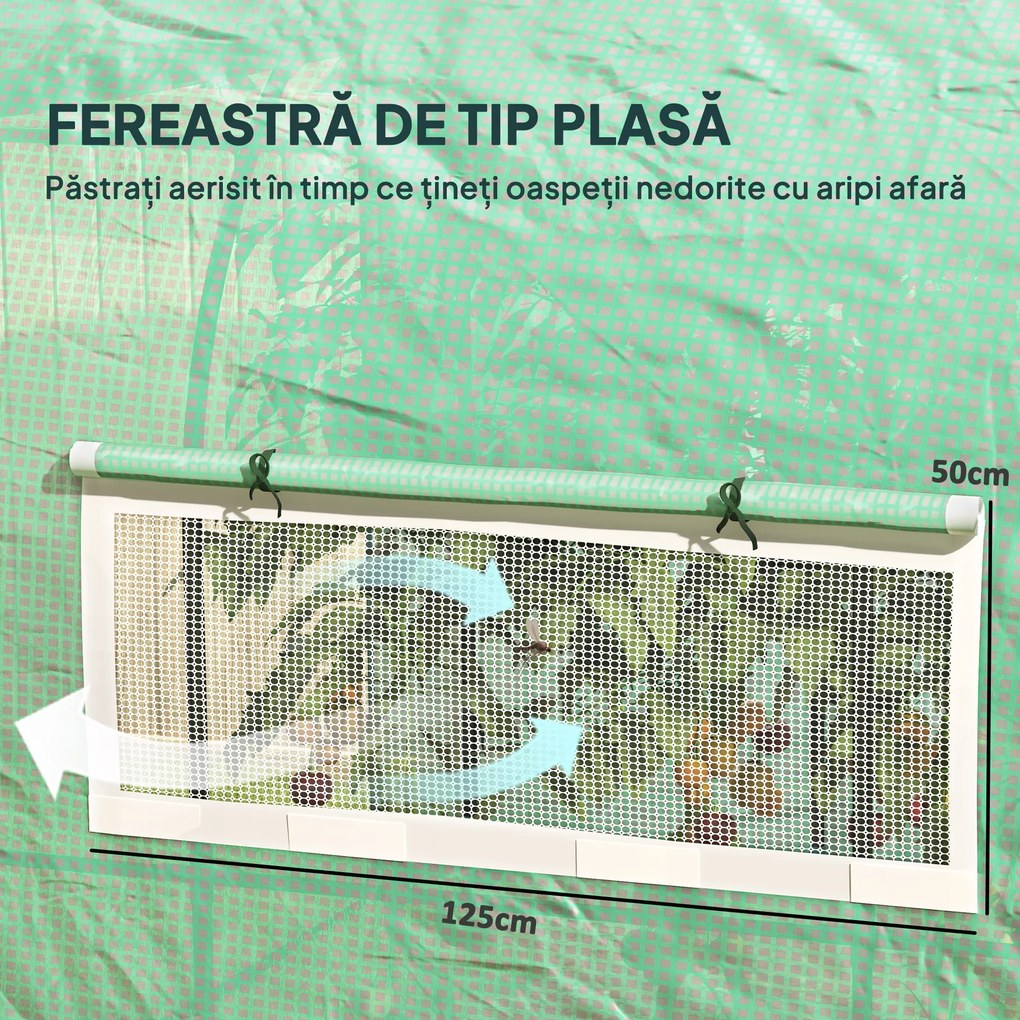 Outsunny Seră Tip Tunel 300 x 300cm Walk-In - Verde | Aosom Romania