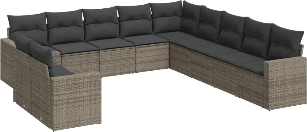 vidaXL Set canapele de grădină cu perne, 11 piese, gri, poliratan