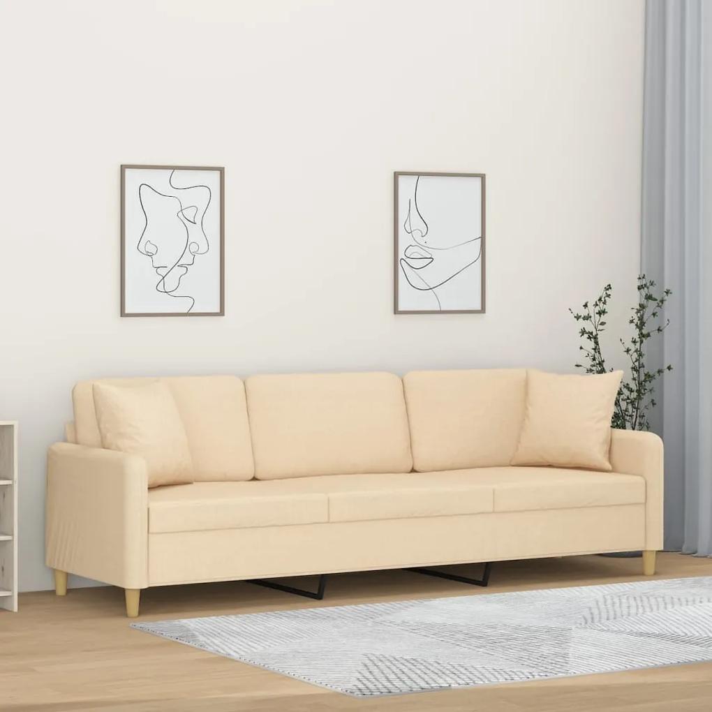 Canapea cu 3 locuri cu perne&amp;pernuțe crem 210 cm textil