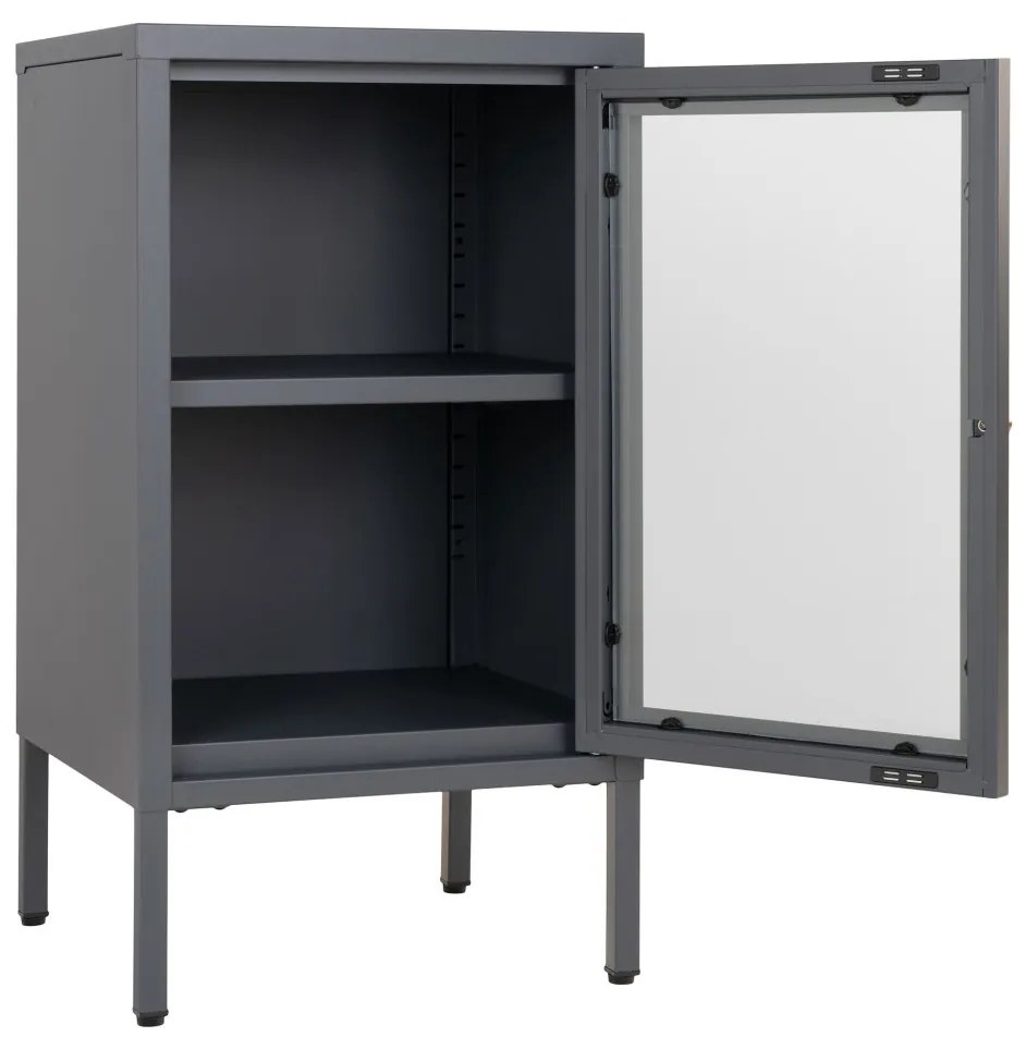 Vitrină Dalby, 1 ușă, oțel, gri 38x35x70 cm