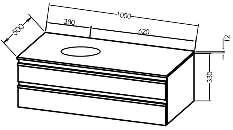 Mobilier suspendat, Kolpasan, Alexis, pentru lavoar pe blat 100 cm, Dark Concrete