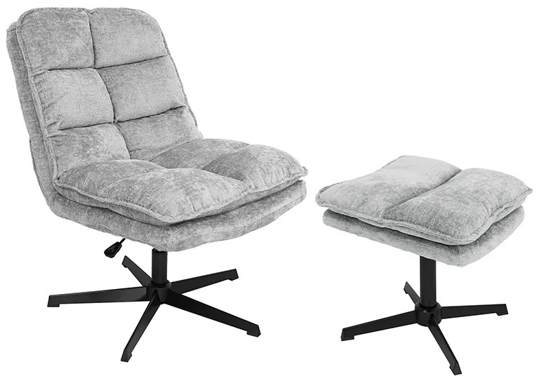 Fotoliu rotativ relaxant KATANIA cu taburet, gri deschis