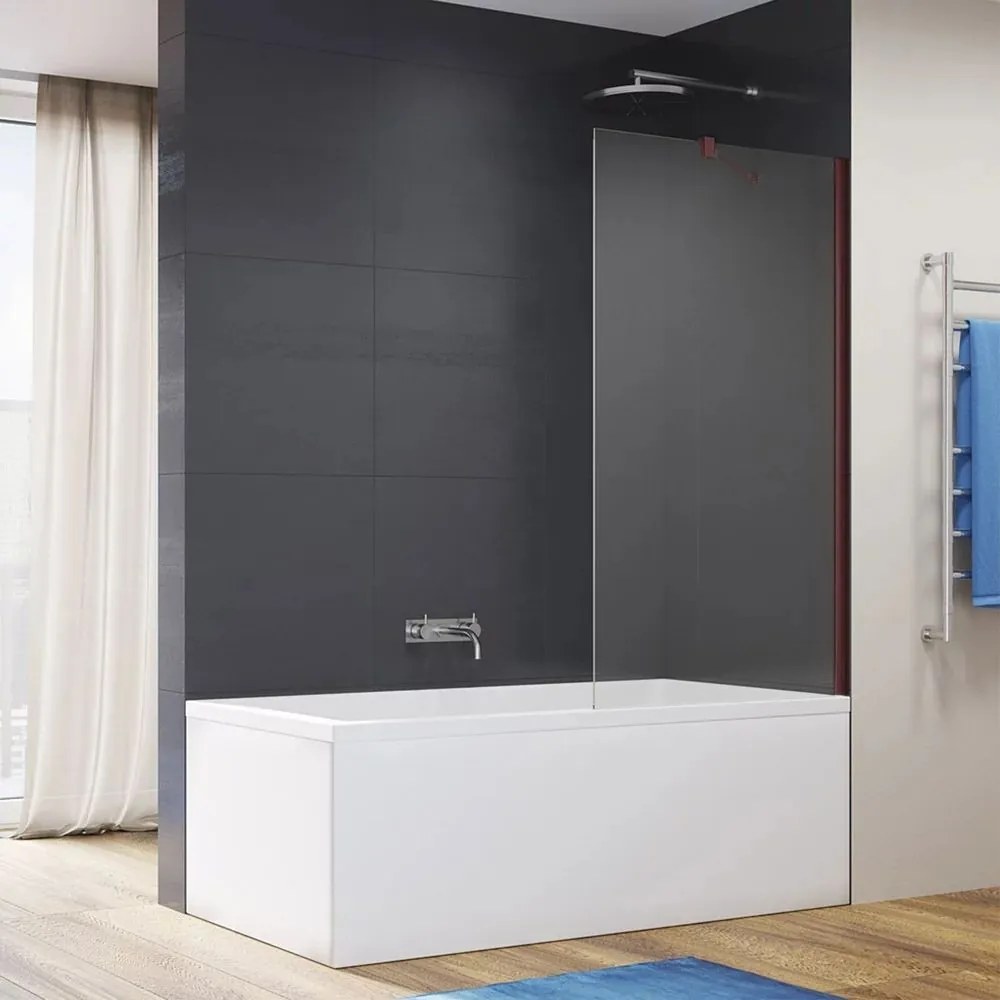 Paravan de cada SanSwiss Easy 2.0 bordeaux metal 60x150 cm sticla securizata 8 mm