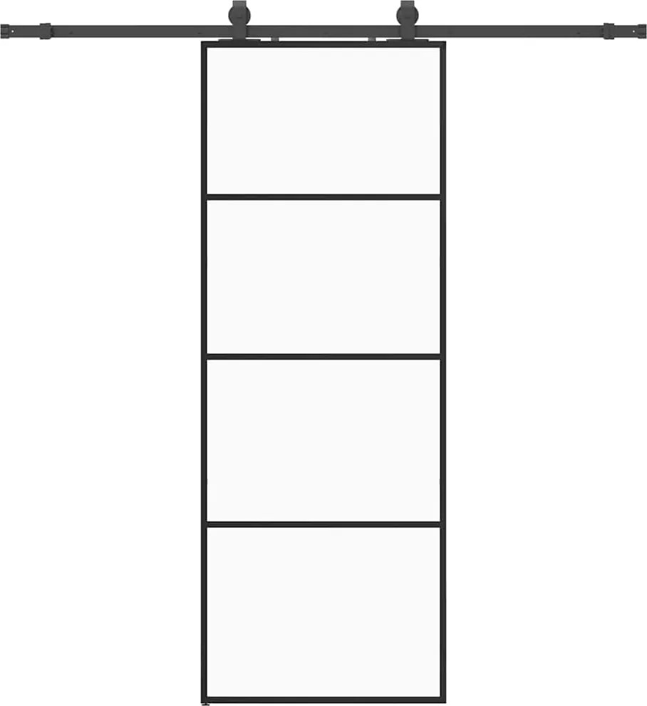 vidaXL Ușă glisantă cu set de feronerie neagră 76x205 cm Sticlă ESG