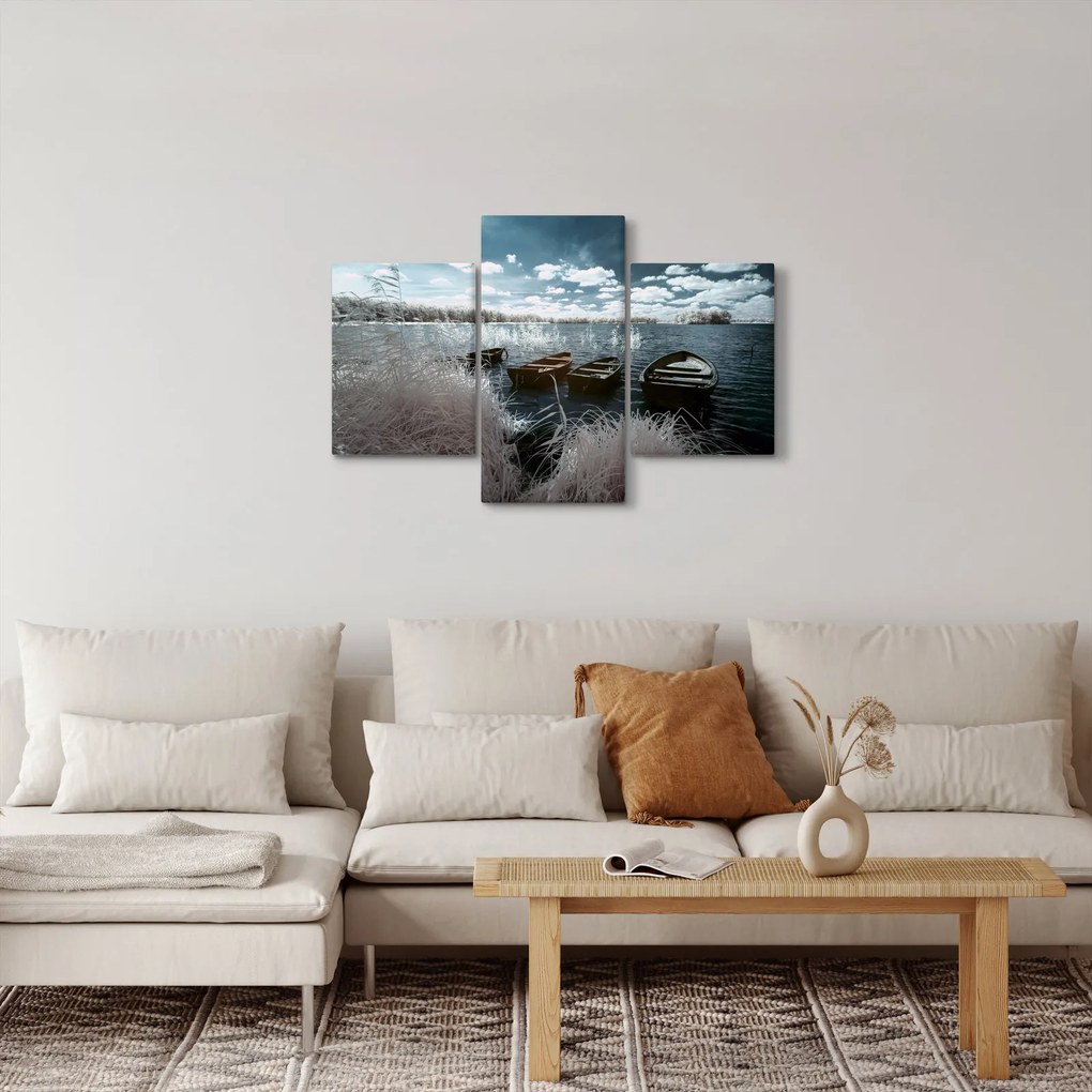 Tablou - Bărci de lemn pe lac (90x60 cm)