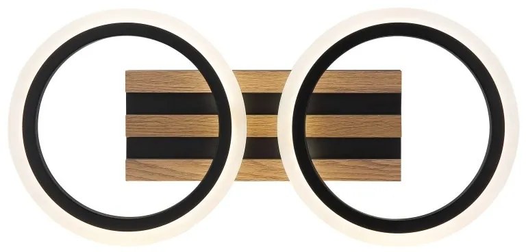 Plafoniera LED CCT BLEVINS riflaj MDF cu efect de lemn