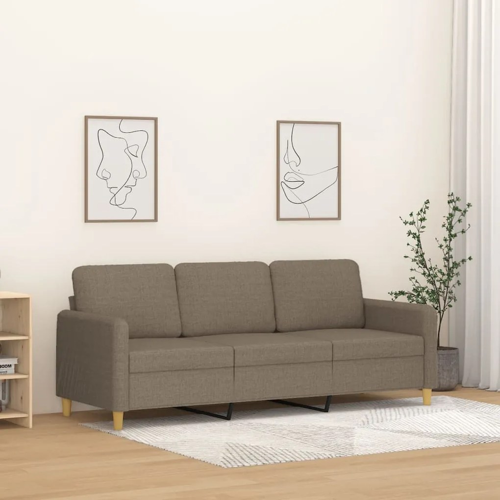 349104 vidaXL Canapea cu 3 locuri, taupe, 180 cm, material textil