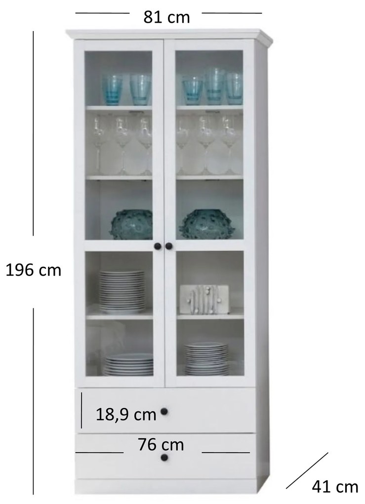 Vitrină Brendon 2W2S (alb). 1052786
