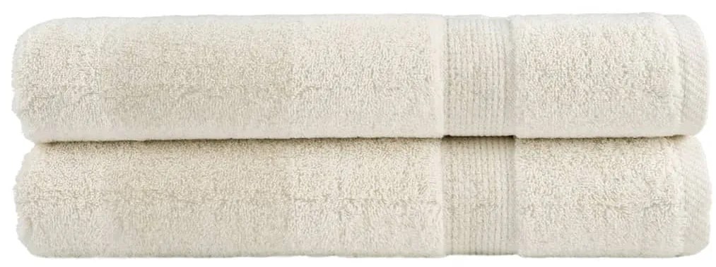 vidaXL Prosoape premium SOLUND 2 buc. crem 100x200 cm 600 gsm