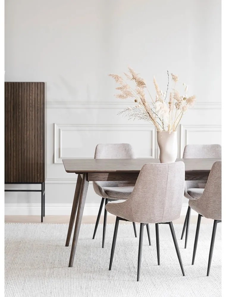 Masă de dining maro închis extensibilă cu aspect de lemn de stejar 90x190 cm Yumi – Rowico