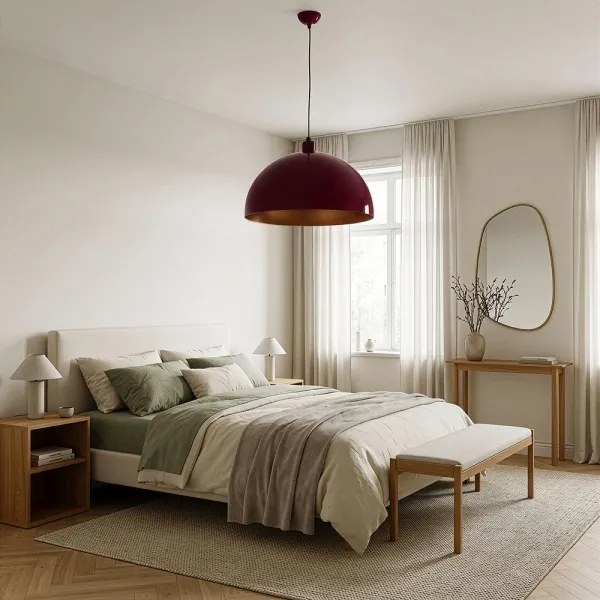 Brilagi - Lustră LED suspendată pe cablu METALO 1xE27/40W/230V diam. 40 cm burgund/aramă