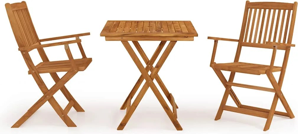 vidaXL Set mobilier grădină pliabil, 3 piese, lemn masiv acacia