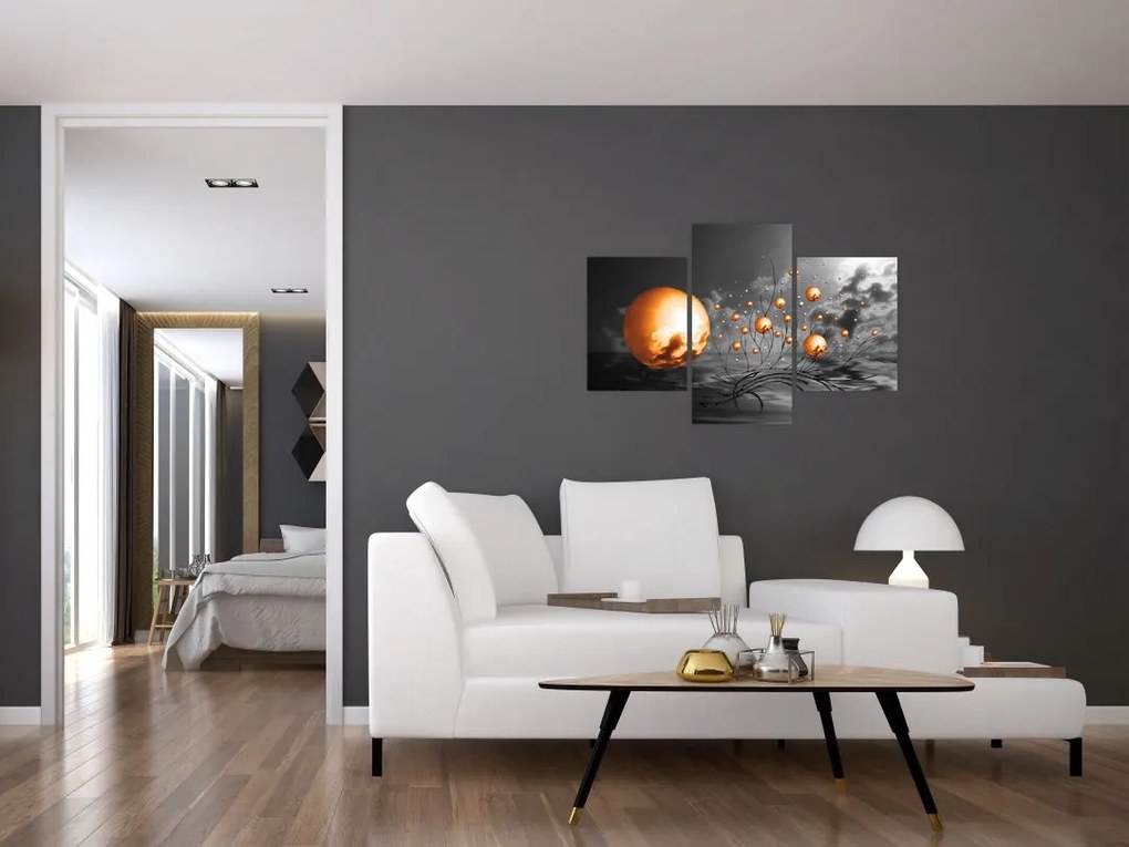 Tabloul bilelor portocalii abstarcte (90x60 cm)