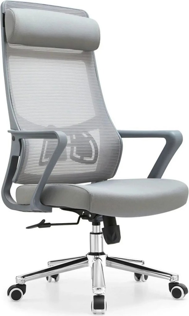 Scaun birou LUCA, gri, stofa/plasa, 65x65x115/125 cm
