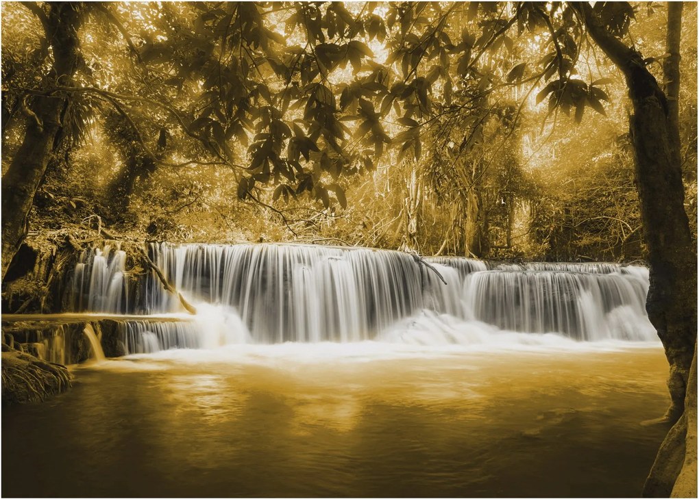 Tablou pe sticlă - Cascadă, de epocă (70x50 cm)