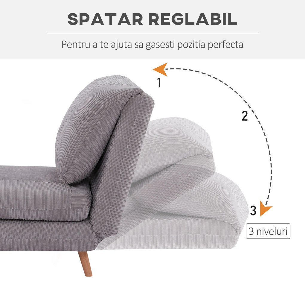 HOMCOM Fotoliu Extensibil 2-În-1 Reglabil pe 3 Niveluri cu Șezut Mare, Canapea Extensibilă, 82x87x89 cm, Verde | Aosom Romania