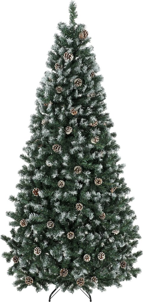 HOMCOM Brad Crăciun Artificial 210cm, 998 Ramuri Ninse Conuri Pin, Deschidere Automată, Bază Pliabilă, Verde | Aosom Romania