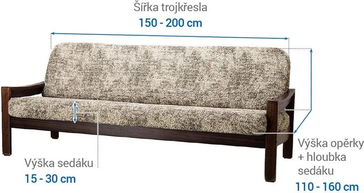 Gaico Huse bielastice MARMO bej 3fotoliu cu manere de lemn (l. 150 - 200 cm)