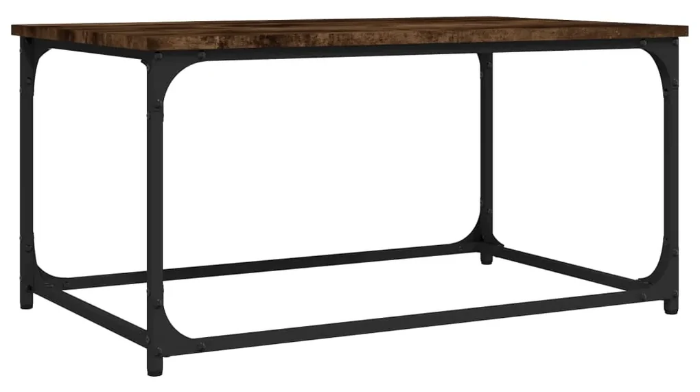 823294 vidaXL Măsuță cafea, stejar fumuriu 80x50x40 cm lemn prelucrat și fier