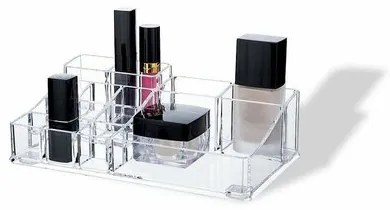 Organizator de cosmetice transparent Compactor, 14 compartimente