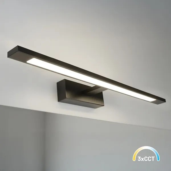 Lumină LED pentru oglindă de baie KLIMT, 12W, 230V, 3000/4000/6000K, 60 cm, IP44, negru